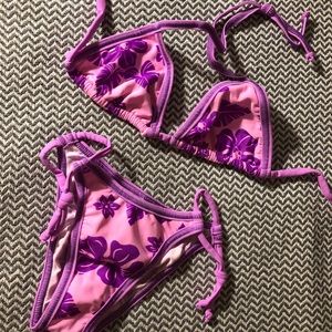 NWOT Pink and purple low cut bikini - Custom made